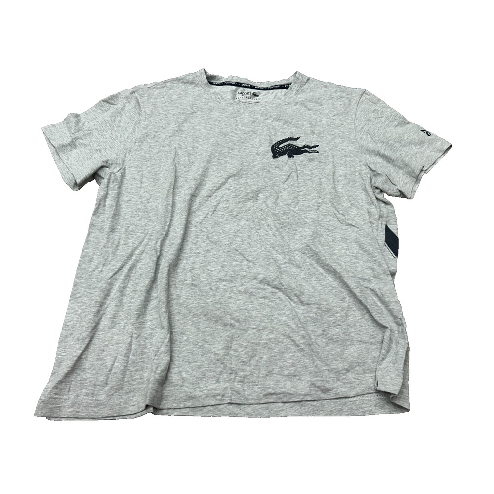 Lacoste Sport Mens Heather Gray Short Sleeve Crocodile Logo T-Shirt Size 3XL